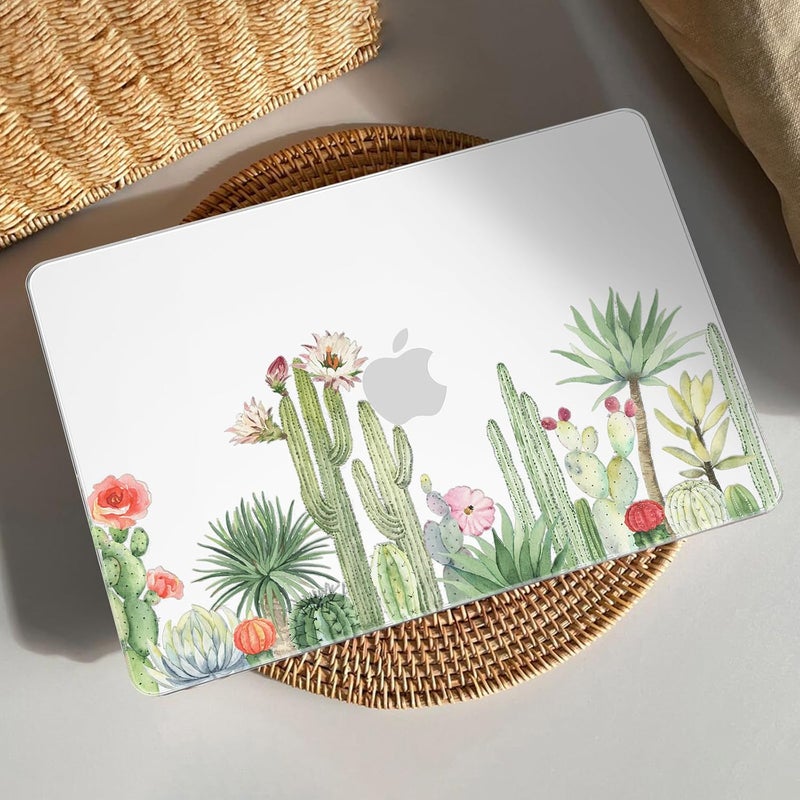 AKIT Compatible with MacBook Air 13 inch Case 2026 2025 2024-2022 M4 M3 M2 A3240 A3113 A2681, Unique Hard Shell Laptop Case+Screen Protector+Keyboard Cover for MacBook Air 13.6 inch, CactusFlowers - Image 3